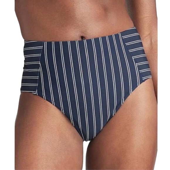 Athleta Piha navy white French stripe underwire bikini top sz 38 B/C bottom sz M - Picture 2 of 16